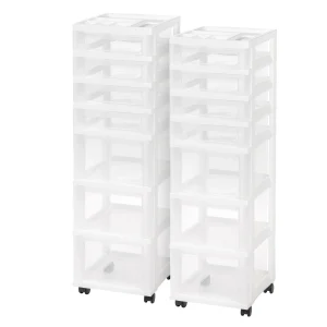 7-Drawer Storage Cart with Organizer Top, White