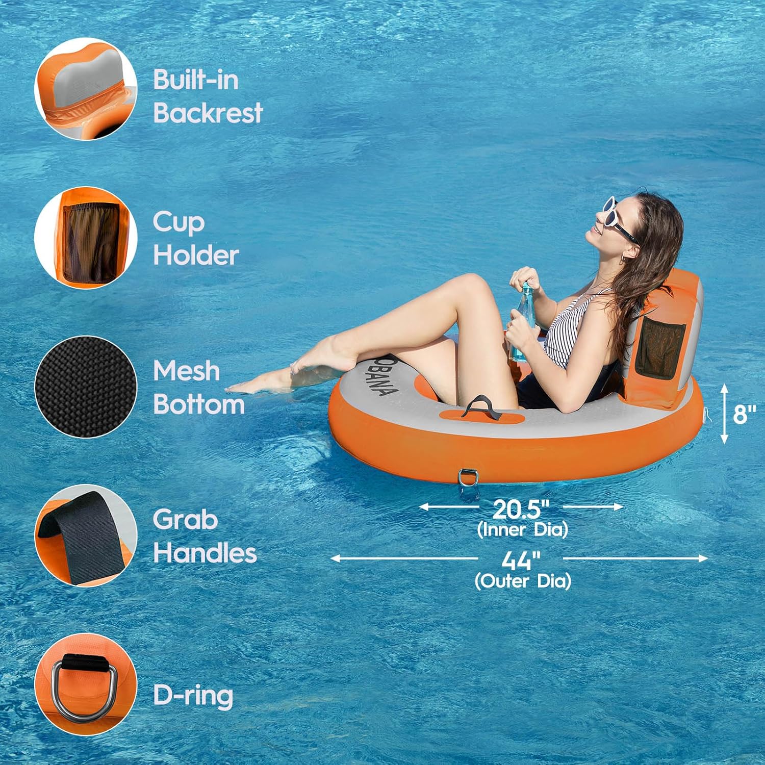 Round Floating Ring Hammock - Heavy Duty Inflatable Raft - Image 26