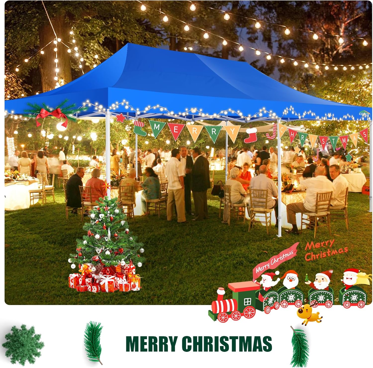 COBIZI 10x20 Heavy Duty Pop up Canopy Tent with 6 sidewalls Easy Up Commercial Outdoor Canopy Wedding Party Tents for Parties All Season Wind & Waterproof Gazebo with Roller Bag,Black(Frame Thickened) - Image 54