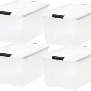 72 Qt Stackable Plastic Storage Bins with Lids, 4 Pack