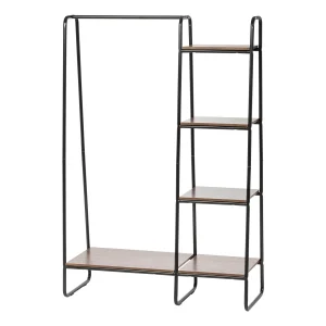 Metal Garment Rack with Wood Shelf - 5 Shelf | Black