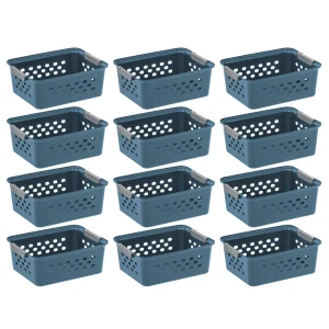 Plastic Storage Basket, 6-Pack, Small, Shelf Basket Storage Organizer 12 Pack