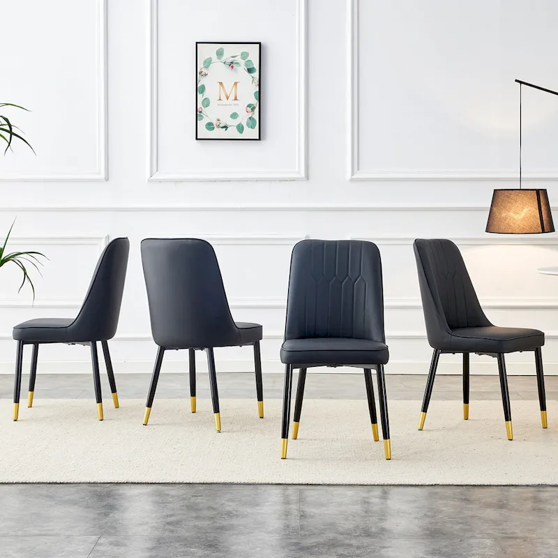Contemporary Set of 4 Faux Leather Dining Chairs with Cushioned Backrests and Metal Legs – Ideal for Dining Rooms, Living Rooms, and Bedrooms - Image 16
