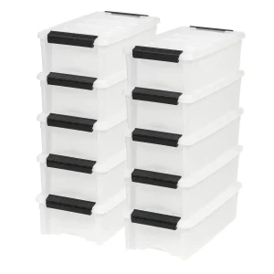 Stack & Pull Storage Box - 5 QT, 10 Pack, Pearl
