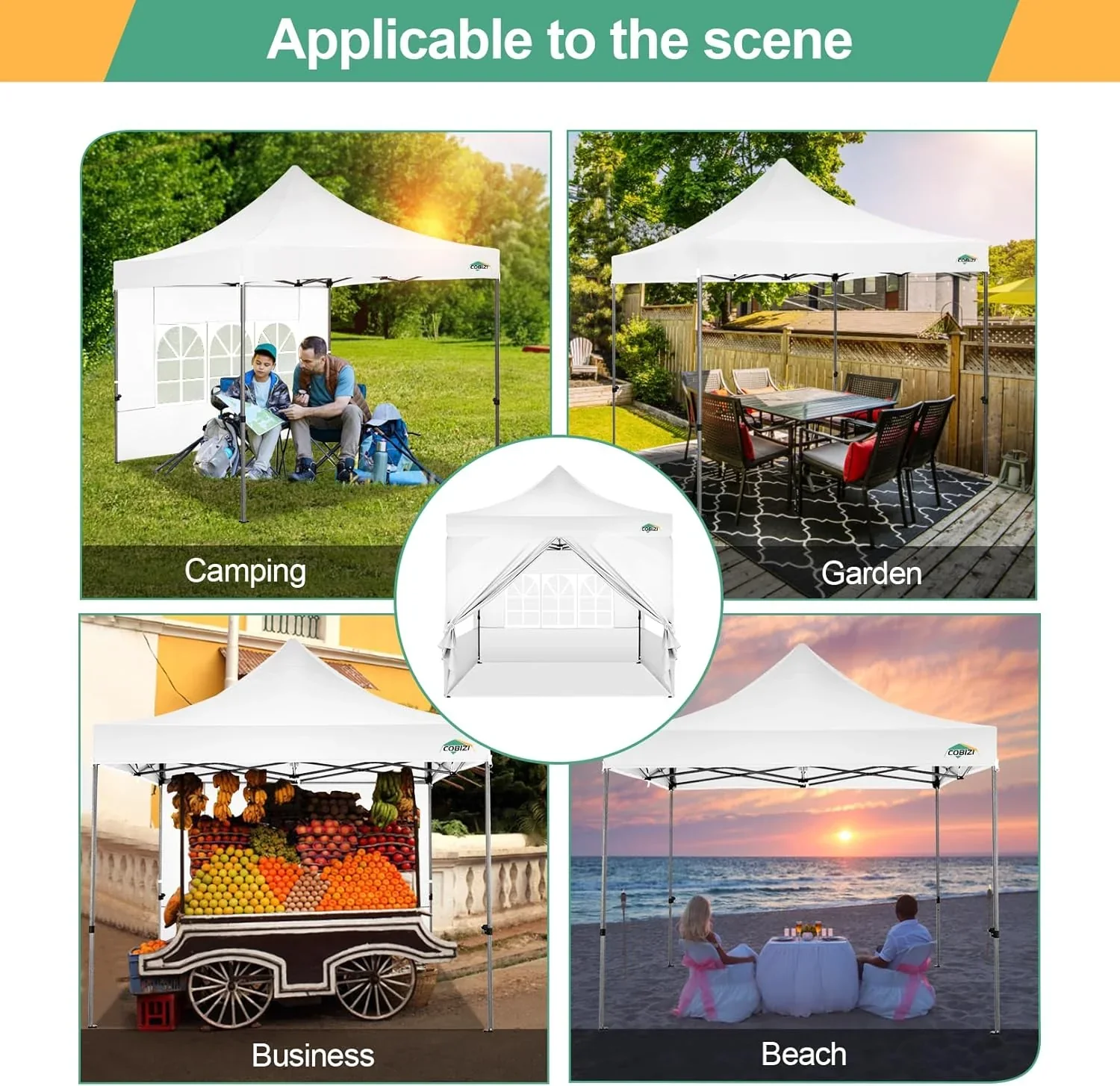 COBIZI 10x20 Heavy Duty Pop up Canopy Tent with 6 sidewalls Easy Up Commercial Outdoor Canopy Wedding Party Tents for Parties All Season Wind & Waterproof Gazebo with Roller Bag,Black(Frame Thickened) - Image 123
