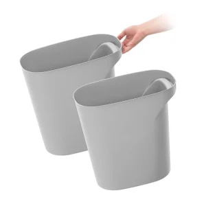 Plastic Wastebasket Trash Cans for Home, Office, Bedroom, Bathroom 6 Gallon, 2 Pack | 2 Pack / Gray