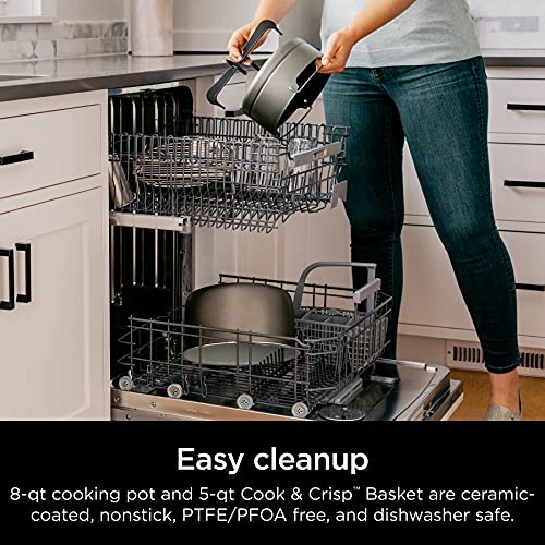 Ninja OL701 Foodi 14 in 1 SMART XL 8 Qt. Pressure Cooker Steam Fryer with SmartLid & Thermometer Auto Steam Release, that Air Fries, Proofs & More, 3 Layer Capacity, 5 Qt. Crisp Basket, Silver/Black - Image 13