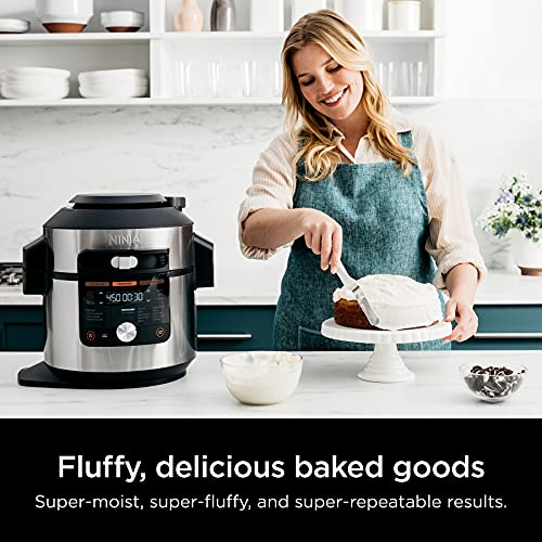 Ninja OL701 Foodi 14 in 1 SMART XL 8 Qt. Pressure Cooker Steam Fryer with SmartLid & Thermometer Auto Steam Release, that Air Fries, Proofs & More, 3 Layer Capacity, 5 Qt. Crisp Basket, Silver/Black - Image 11