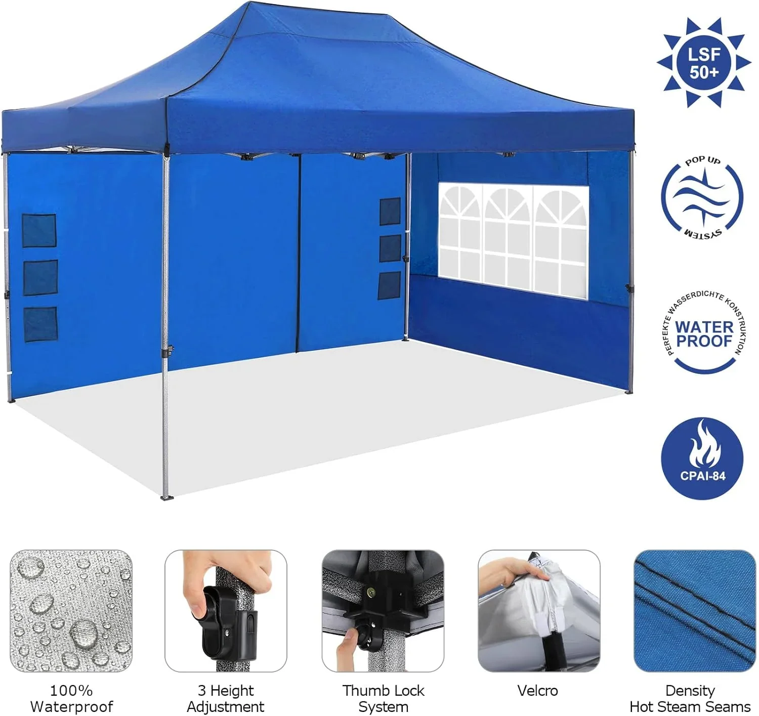 COBIZI 10x20 Heavy Duty Pop up Canopy Tent with 6 sidewalls Easy Up Commercial Outdoor Canopy Wedding Party Tents for Parties All Season Wind & Waterproof Gazebo with Roller Bag,Black(Frame Thickened) - Image 200