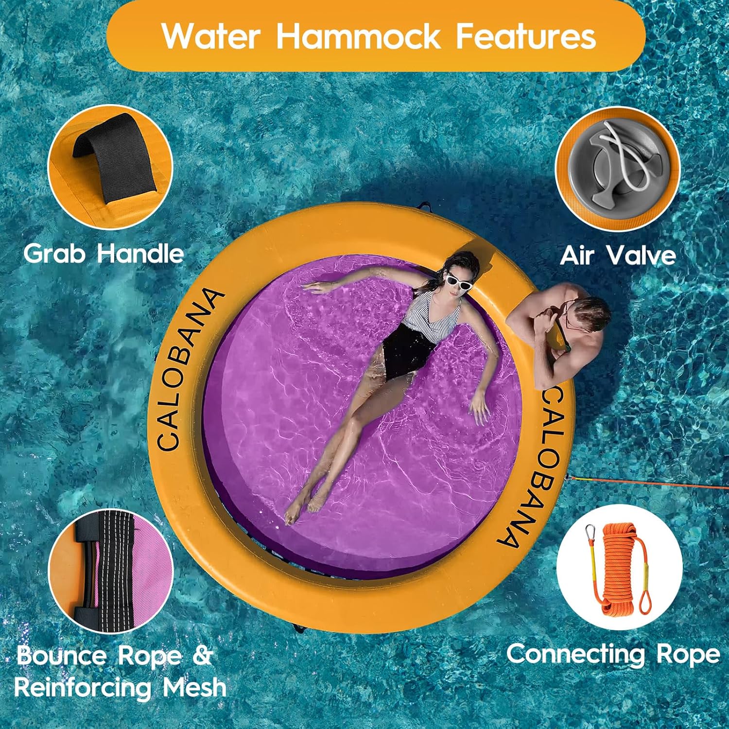 Round Floating Ring Hammock - Heavy Duty Inflatable Raft - Image 36