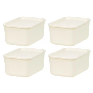 Stackable Lidded Storage Organizer Bins for Kitchen, Bathroom and Bedroom, Small, 4Pack