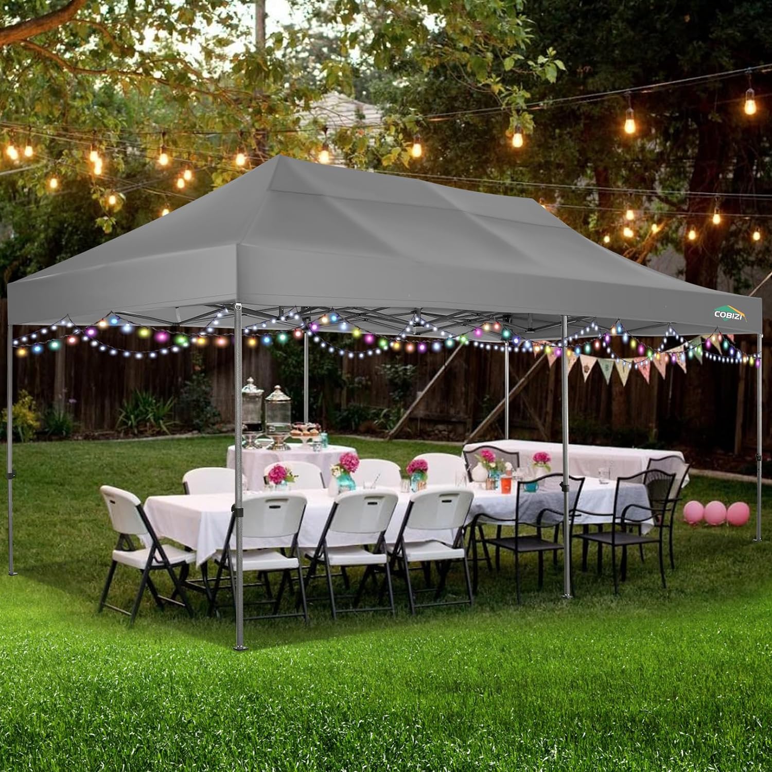 COBIZI 10x20 Heavy Duty Pop up Canopy Tent with 6 sidewalls Easy Up Commercial Outdoor Canopy Wedding Party Tents for Parties All Season Wind & Waterproof Gazebo with Roller Bag,Black(Frame Thickened) - Image 147