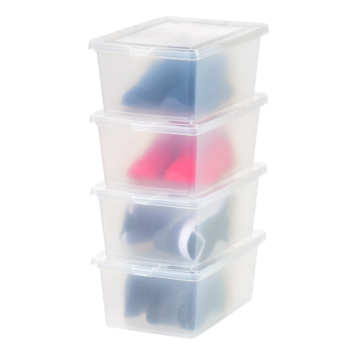 14.5 Quart Plastic Storage Bin Tote Organizing Container with Latching Lid for Shoes, Heels, Art Supplies, Stackable and Nestable, 4 Pack, Clear - Image 3