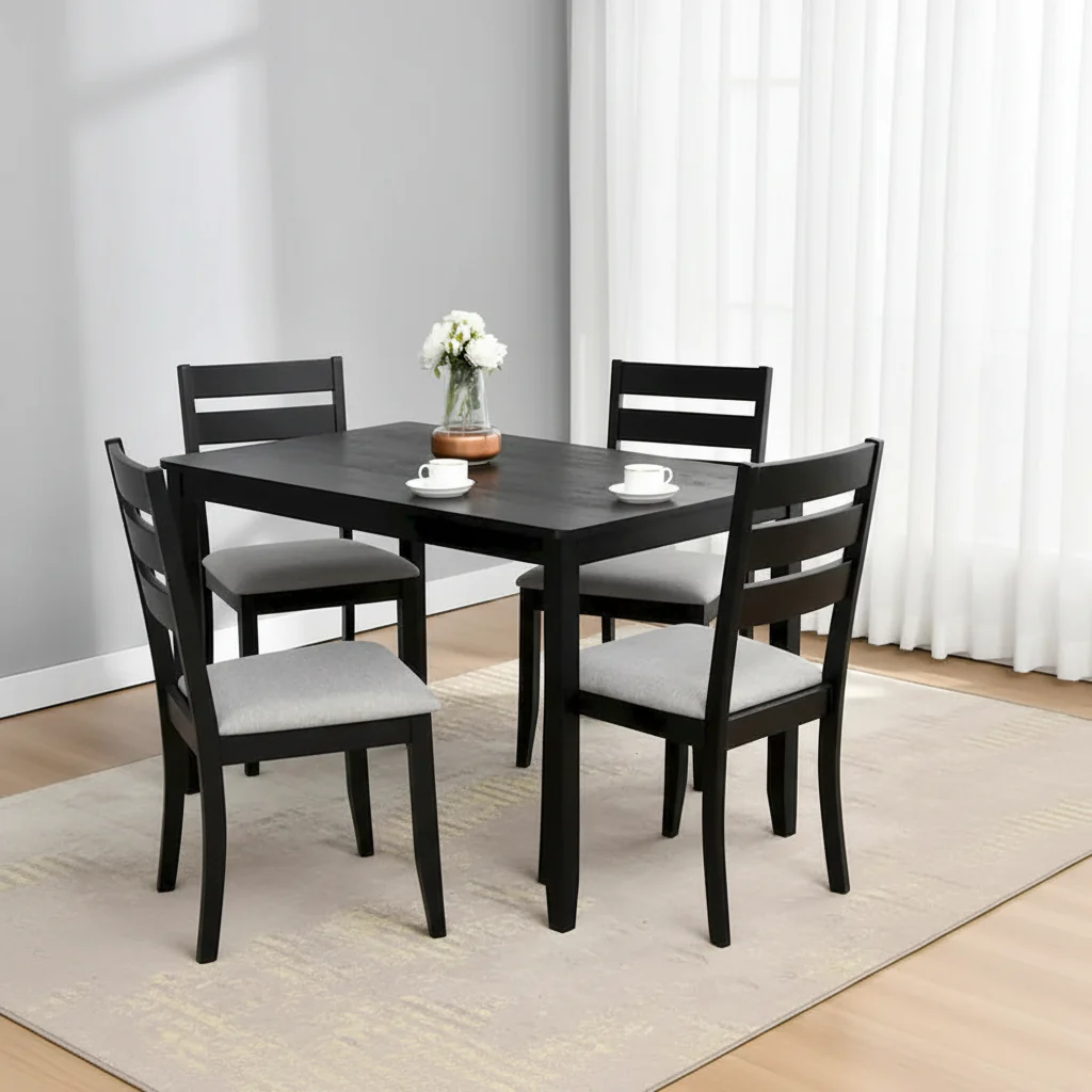 Set of 4 Slat Back Wooden Dining Chairs - Image 5