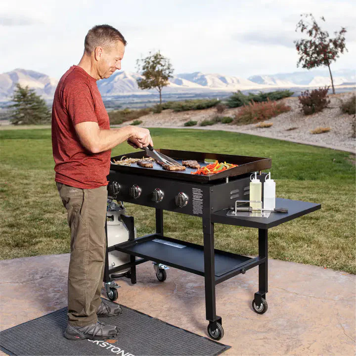 Blackstone 36 Inch Gas Griddle Cooking Station 4 Burner Flat Top Gas Grill Propane Fuelled Restaurant Grade Professional 36” Outdoor Griddle Station with Side Shelf (1554) - Image 2