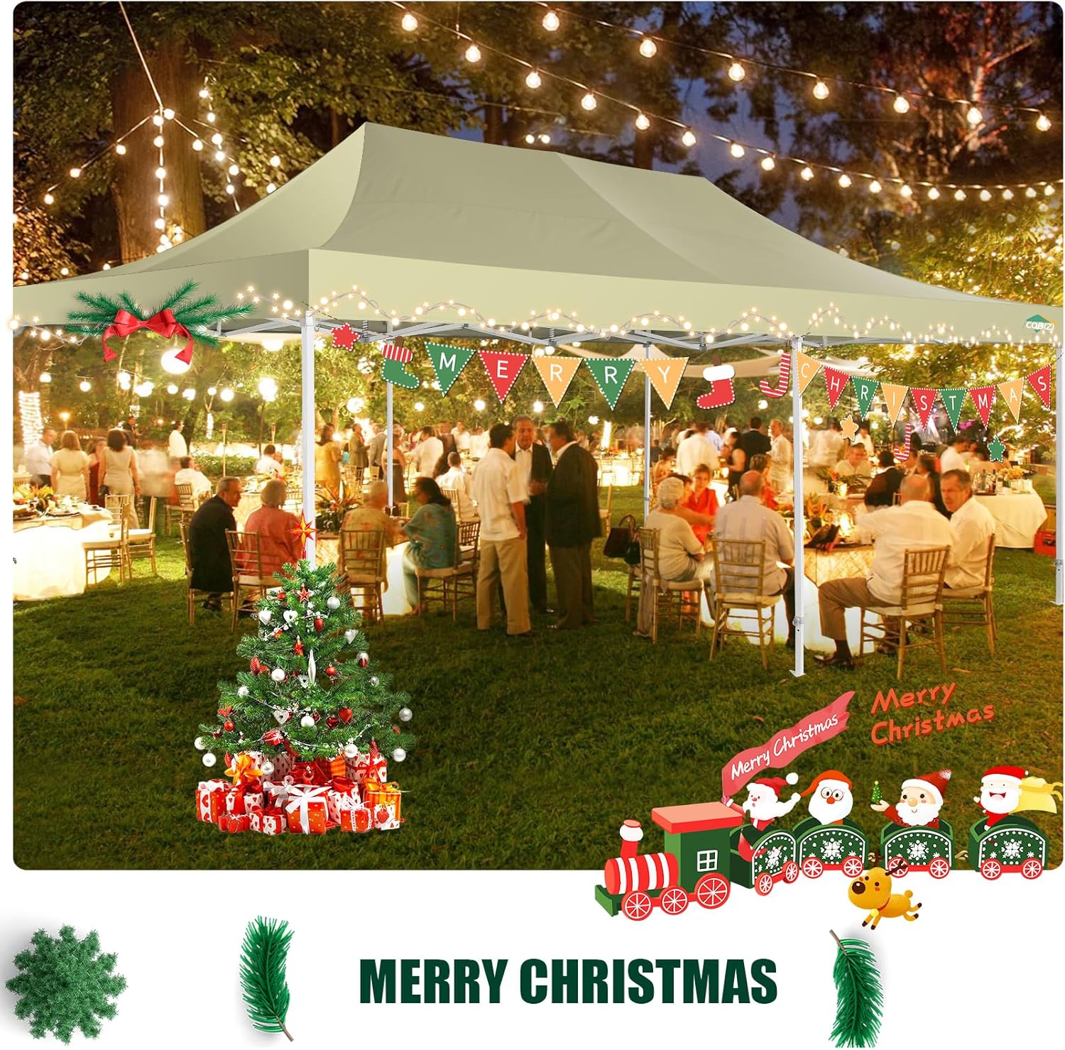 COBIZI 10x20 Heavy Duty Pop up Canopy Tent with 6 sidewalls Easy Up Commercial Outdoor Canopy Wedding Party Tents for Parties All Season Wind & Waterproof Gazebo with Roller Bag,Black(Frame Thickened) - Image 15