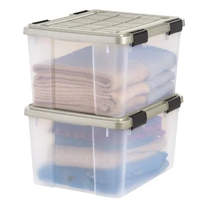 Storage Bins with Gasket Seal Lid, 2 Pack - Clear/Chrome
