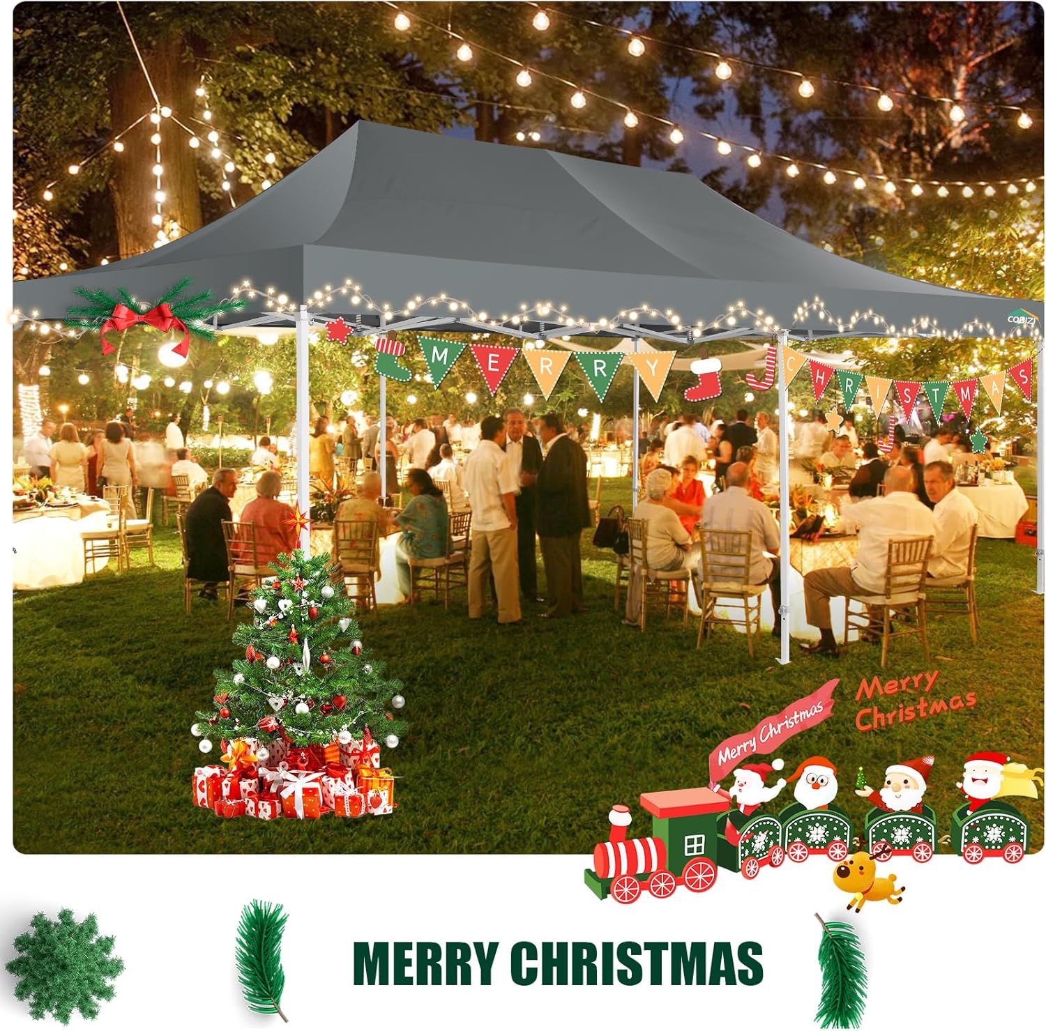 COBIZI 10x20 Heavy Duty Pop up Canopy Tent with 6 sidewalls Easy Up Commercial Outdoor Canopy Wedding Party Tents for Parties All Season Wind & Waterproof Gazebo with Roller Bag,Black(Frame Thickened) - Image 207