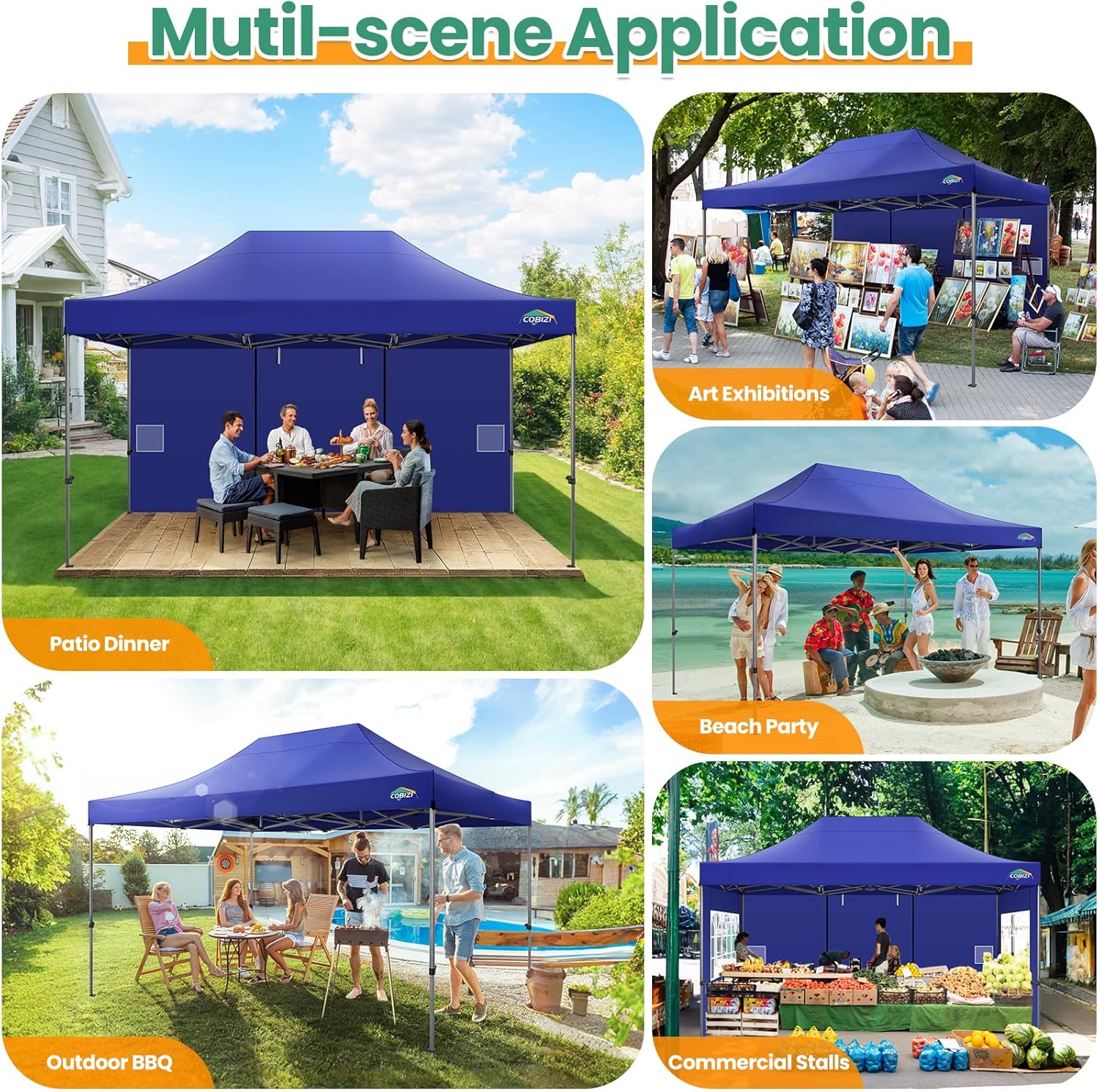 COBIZI 10x20 Heavy Duty Pop up Canopy Tent with 6 sidewalls Easy Up Commercial Outdoor Canopy Wedding Party Tents for Parties All Season Wind & Waterproof Gazebo with Roller Bag,Black(Frame Thickened) - Image 127