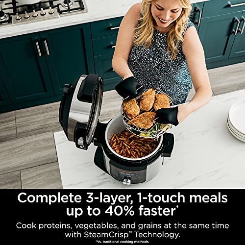 Ninja OL701 Foodi 14 in 1 SMART XL 8 Qt. Pressure Cooker Steam Fryer with SmartLid & Thermometer Auto Steam Release, that Air Fries, Proofs & More, 3 Layer Capacity, 5 Qt. Crisp Basket, Silver/Black - Image 6