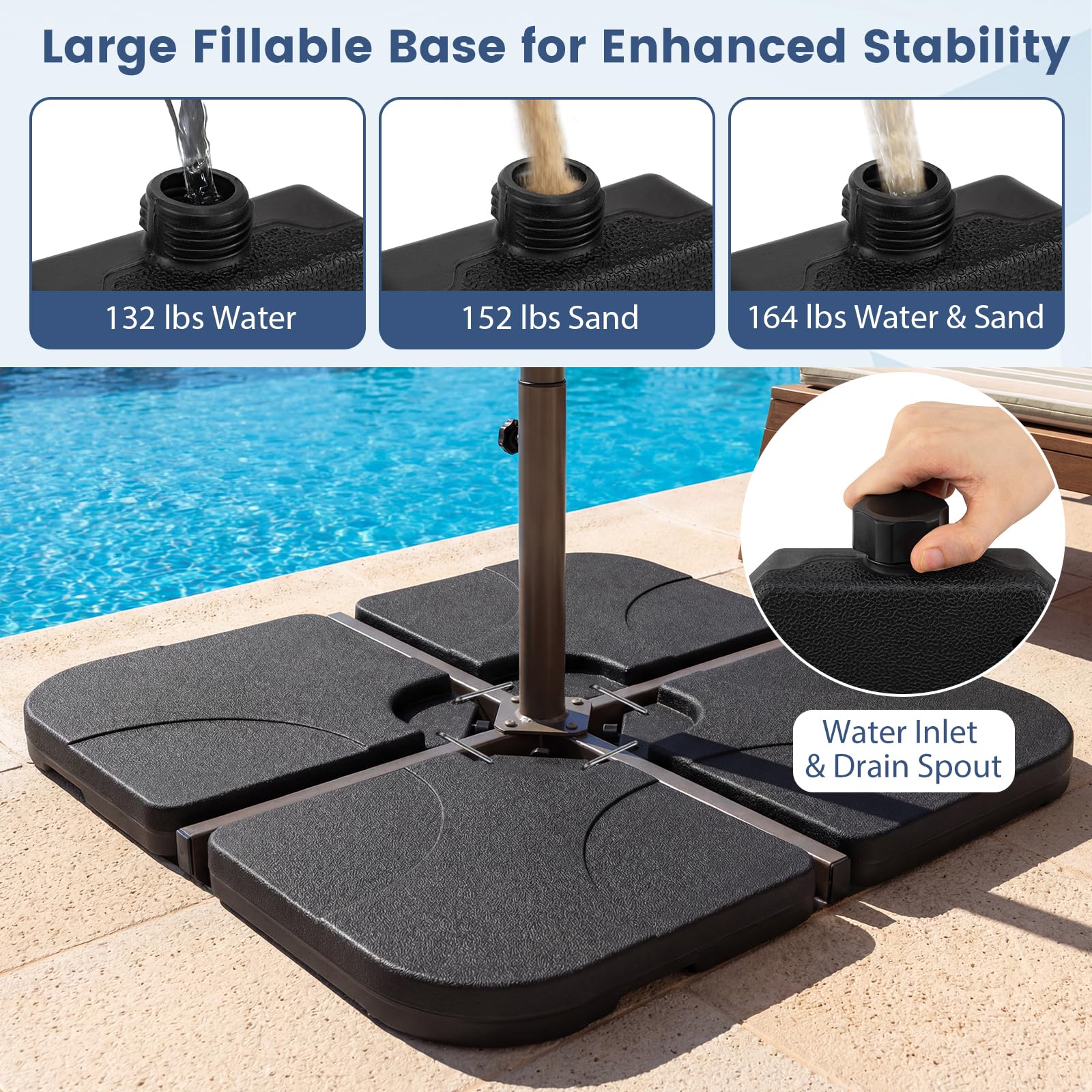 Tangkula 4 Piece 164 Lbs Umbrella Base for Patio - Image 4