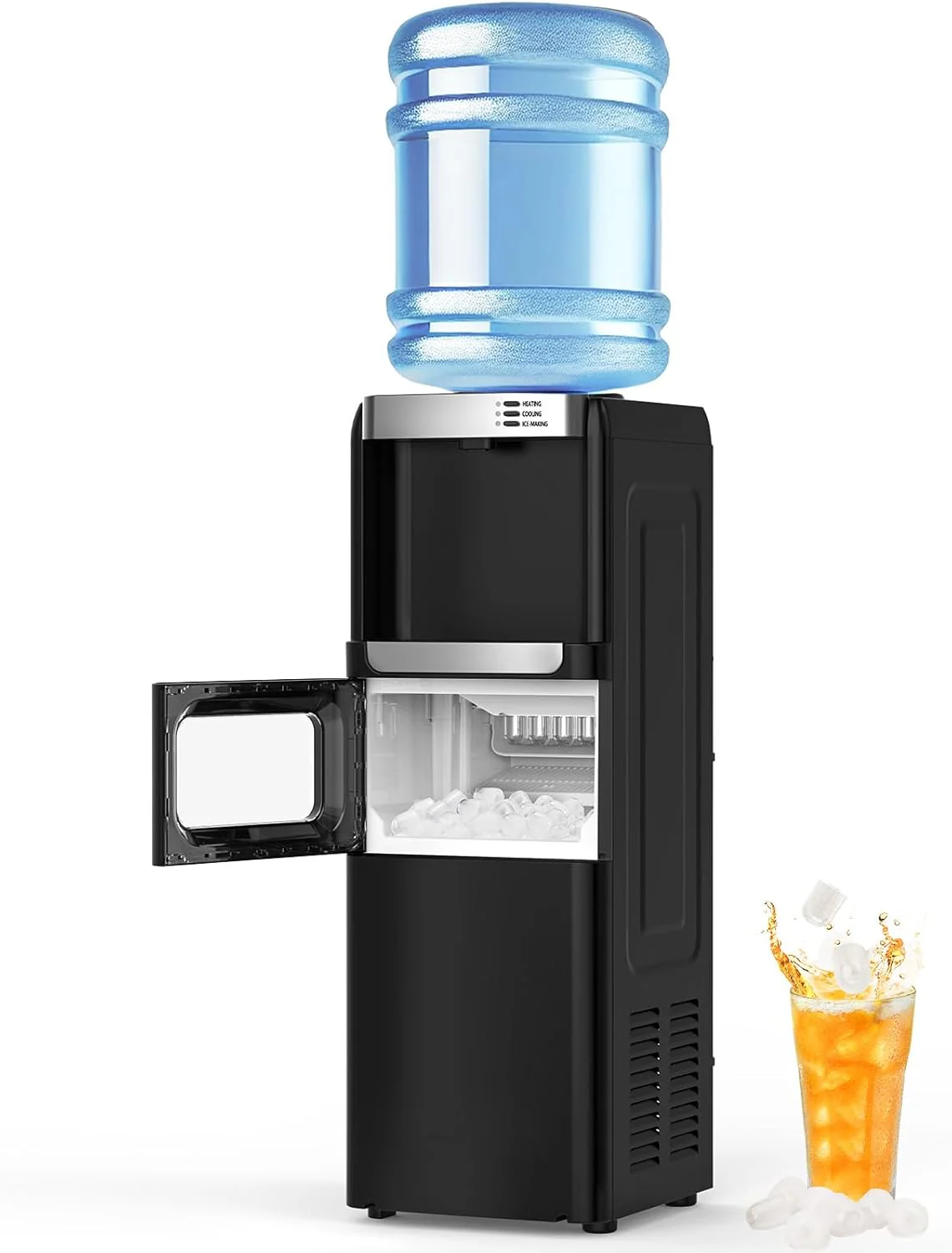 Top Loading Water Dispenser with Ice Maker, Hot & Cold, 5 Gallon, Child Lock, Black - Image 8