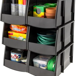 Stackable Storage Bins Open Front, 6 Pack
