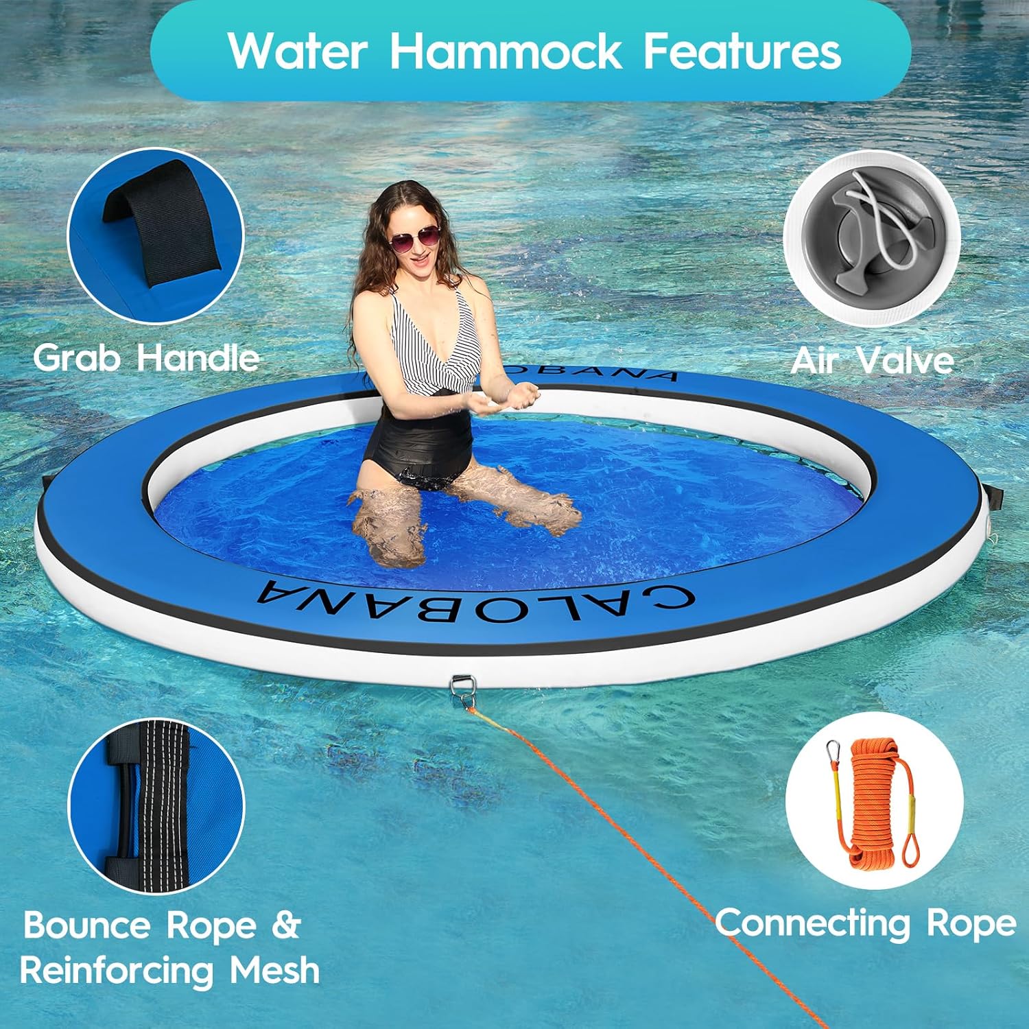 Round Floating Ring Hammock - Heavy Duty Inflatable Raft - Image 53