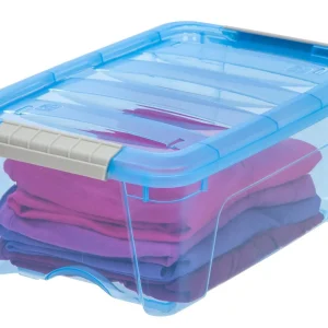 Stack & Pull Storage Box - 12 QT, 6 Pack, Trans Blue