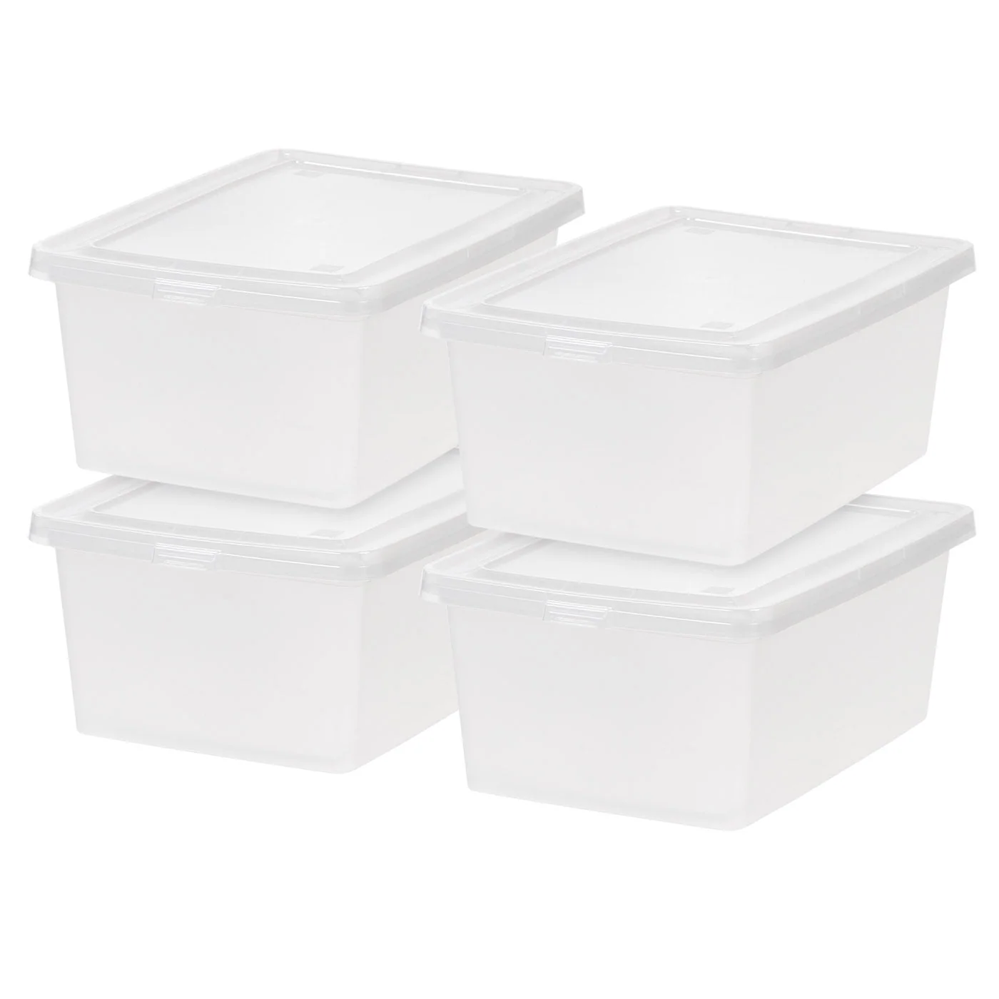 14.5 Quart Plastic Storage Bin Tote Organizing Container with Latching Lid for Shoes, Heels, Art Supplies, Stackable and Nestable, 4 Pack, Clear - Image 2