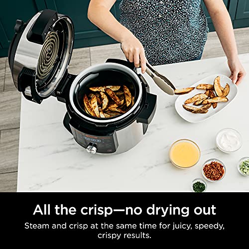 Ninja OL701 Foodi 14 in 1 SMART XL 8 Qt. Pressure Cooker Steam Fryer with SmartLid & Thermometer Auto Steam Release, that Air Fries, Proofs & More, 3 Layer Capacity, 5 Qt. Crisp Basket, Silver/Black - Image 8