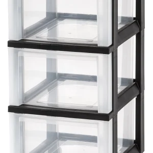 Medium 3-Drawer Cart with Organizer Top, Black