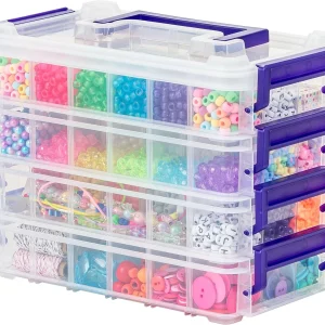 IRIS USA 2 Qt. Bead Organizer Storage Bins |Made in USA| - Clear/Violet