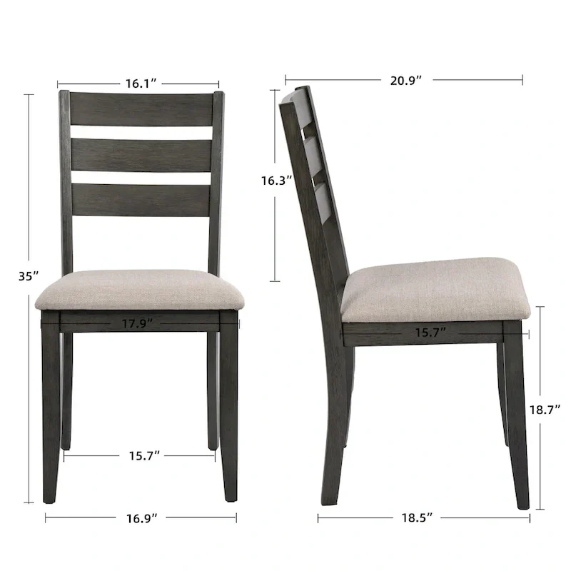 Set of 4 Slat Back Wooden Dining Chairs - Image 6