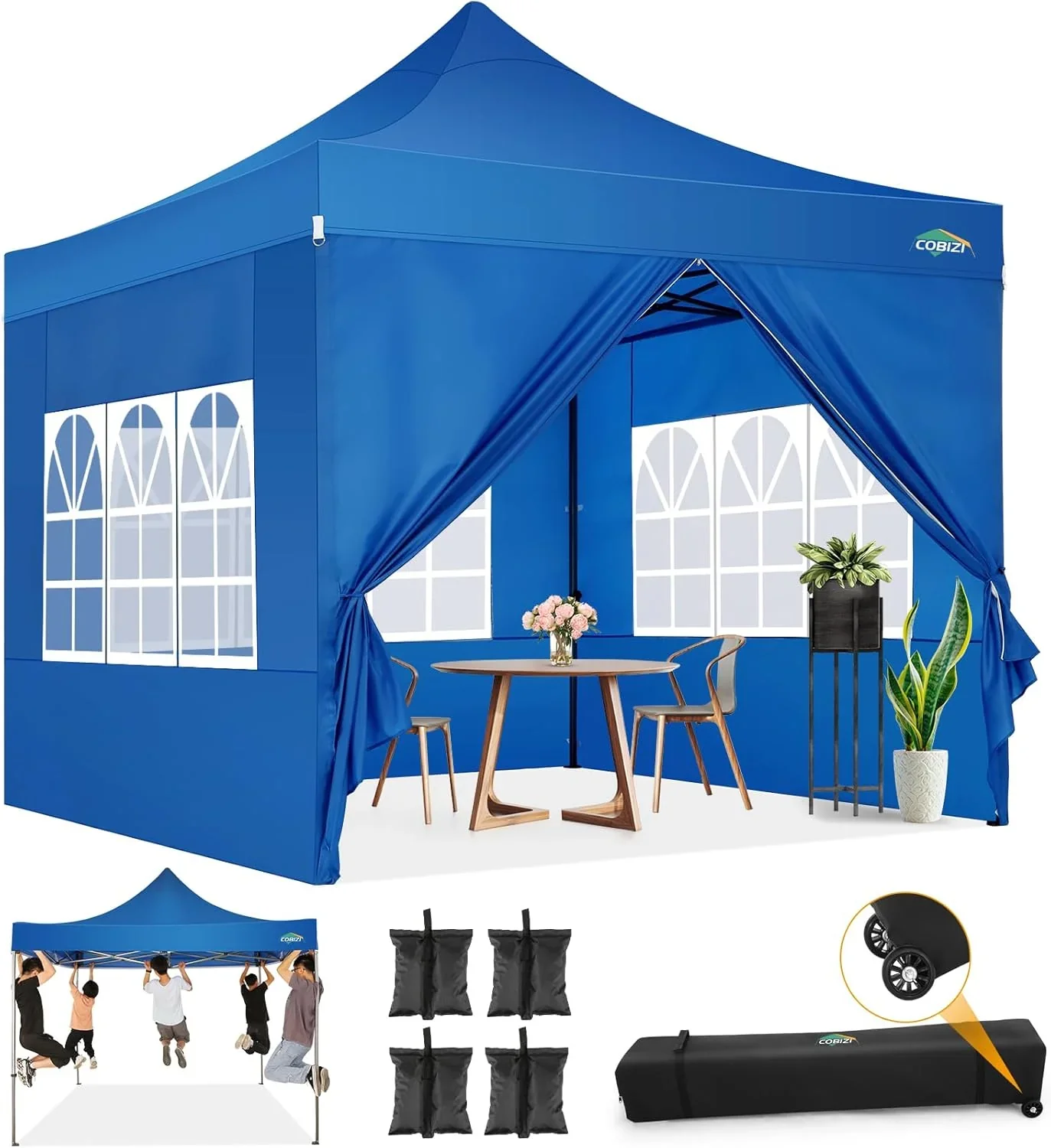 COBIZI 10x20 Heavy Duty Pop up Canopy Tent with 6 sidewalls Easy Up Commercial Outdoor Canopy Wedding Party Tents for Parties All Season Wind & Waterproof Gazebo with Roller Bag,Black(Frame Thickened) - Image 36