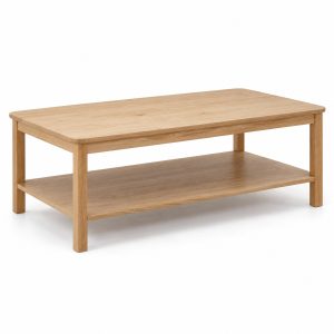 Natural Oak Rectangular Coffee Table with Lower Shelf
