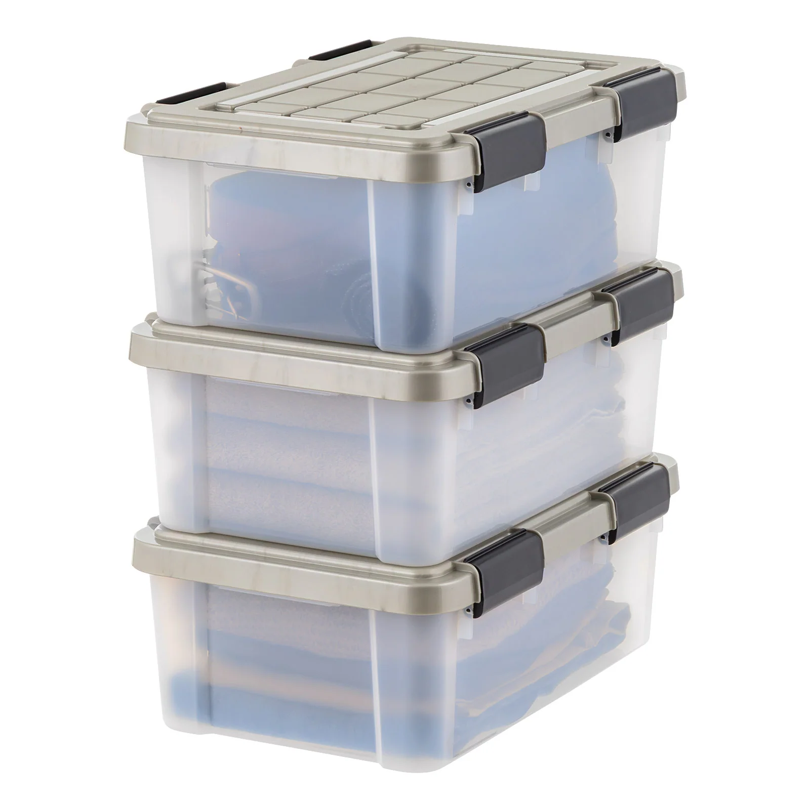 Storage Bins with Gasket Seal Lid 3Pack - Latching Tote - Clear/Chrome | S