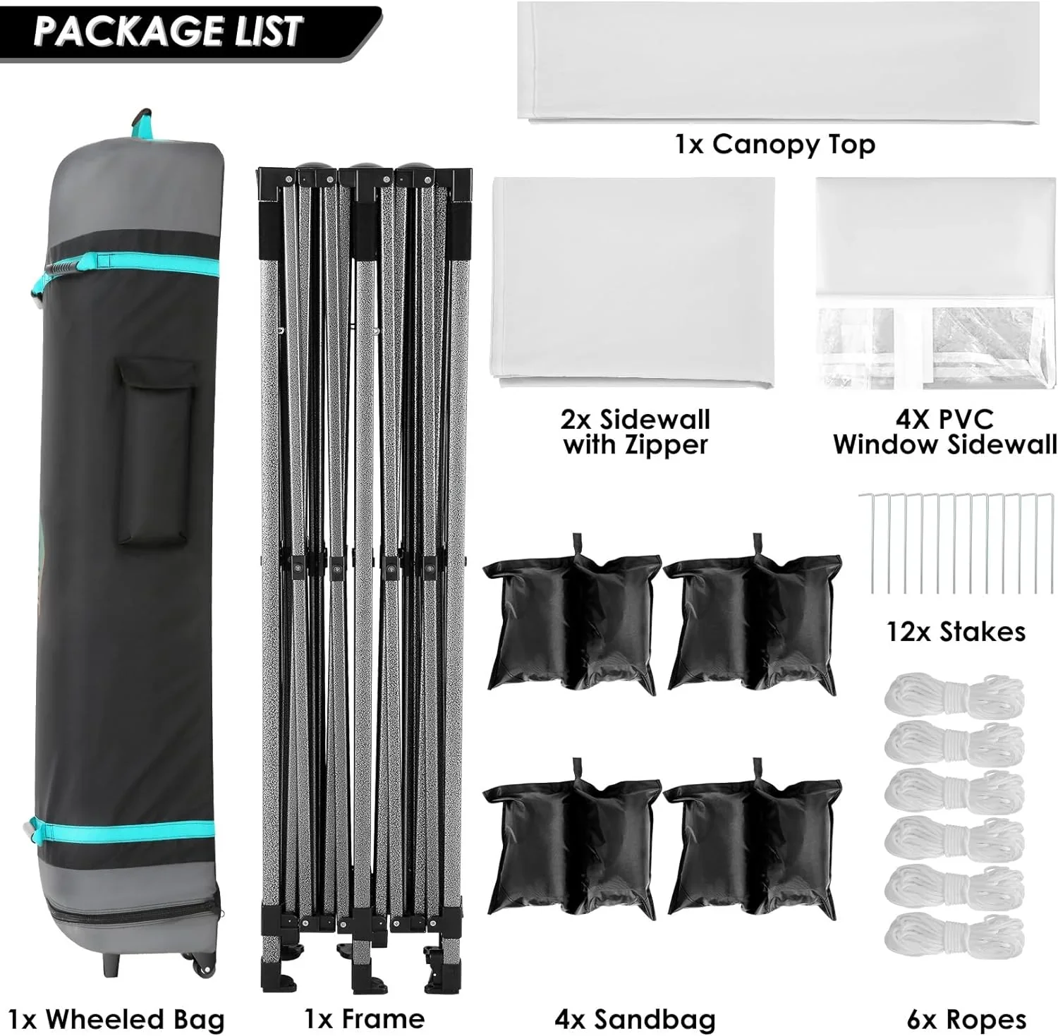 COBIZI 10x20 Heavy Duty Pop up Canopy Tent with 6 sidewalls Easy Up Commercial Outdoor Canopy Wedding Party Tents for Parties All Season Wind & Waterproof Gazebo with Roller Bag,Black(Frame Thickened) - Image 173