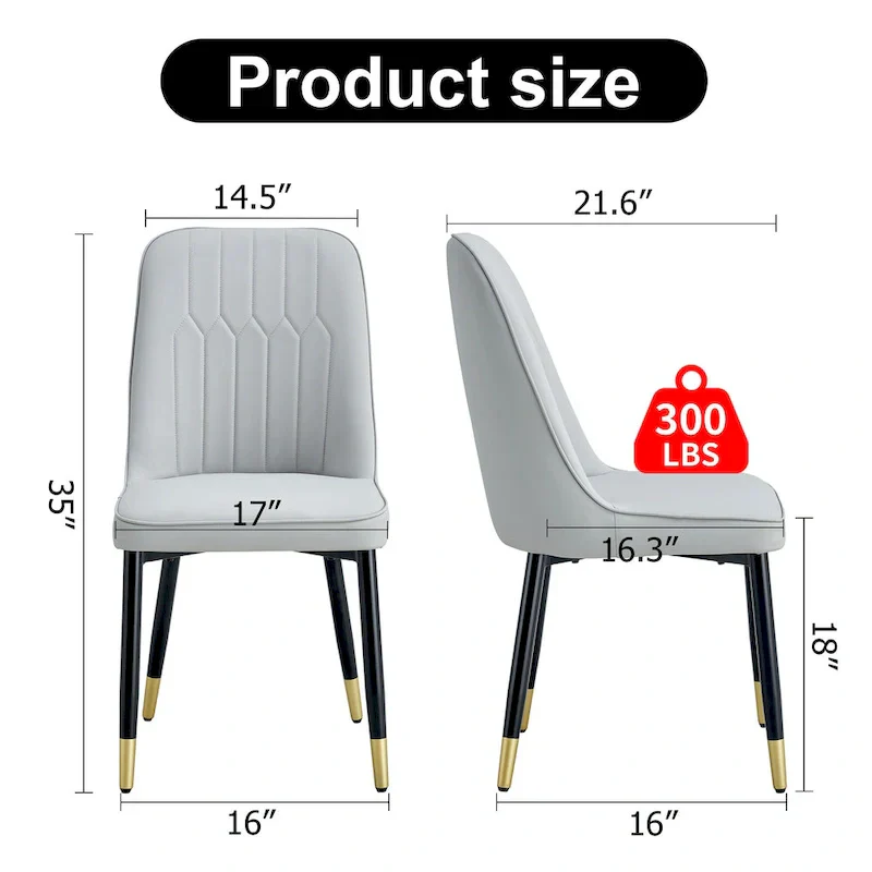 Contemporary Set of 4 Faux Leather Dining Chairs with Cushioned Backrests and Metal Legs – Ideal for Dining Rooms, Living Rooms, and Bedrooms - Image 6