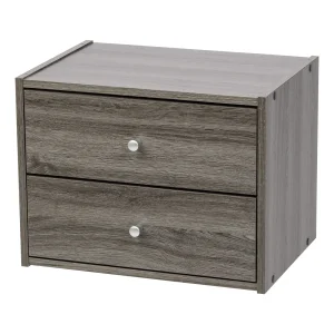 Modular Wood Stacking Box with Drawers | Gray