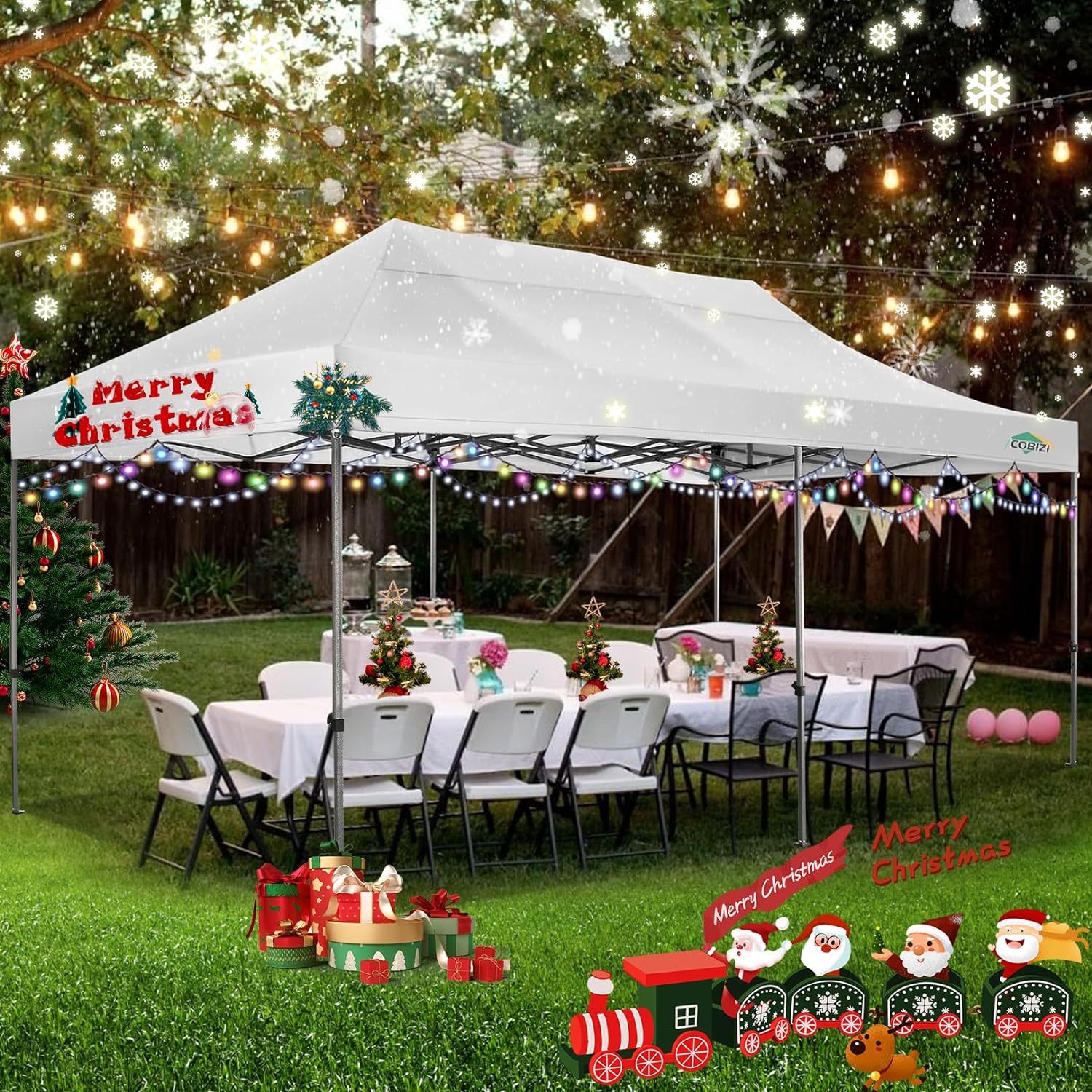 COBIZI 10x20 Heavy Duty Pop up Canopy Tent with 6 sidewalls Easy Up Commercial Outdoor Canopy Wedding Party Tents for Parties All Season Wind & Waterproof Gazebo with Roller Bag,Black(Frame Thickened) - Image 169