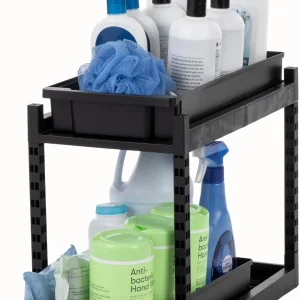 2 Tier Pull Out Drawer Organizer, Kitchen Bathroom Pantry, 1 Pack