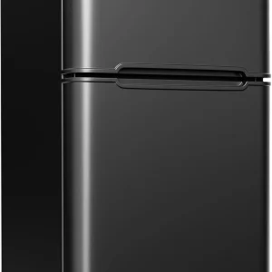 EUHOMY 3.2 Cu.Ft Mini Fridge with Freezer 2-Door Compact Refrigerator for Bedroom, Dorm, Office or Apartment, Silver