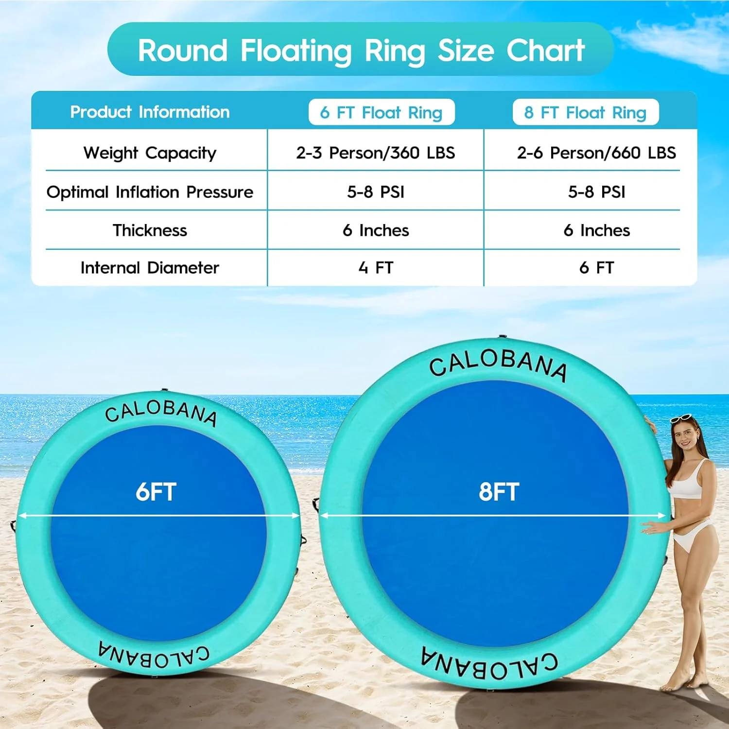 Round Floating Ring Hammock - Heavy Duty Inflatable Raft - Image 68