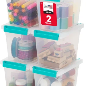 2 Qt. Craft Storage Bins with Lids, Tall, 6-Pack