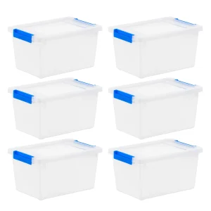 4.3 Qt. Plastic Storage Bins with Lids, Clear Containers, Latching Totes 6Pk